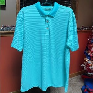 CUBAVERA MENS XL BLUE STRIPED POLO. NWOT.